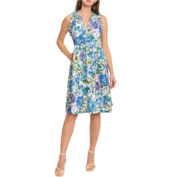 MAGGY LONDON POPLIN TRAPEZE W/TIE NECK DRESS KAYLA IN FLOWER
WORK - NWOT Size 0 - Picture 1 of 10